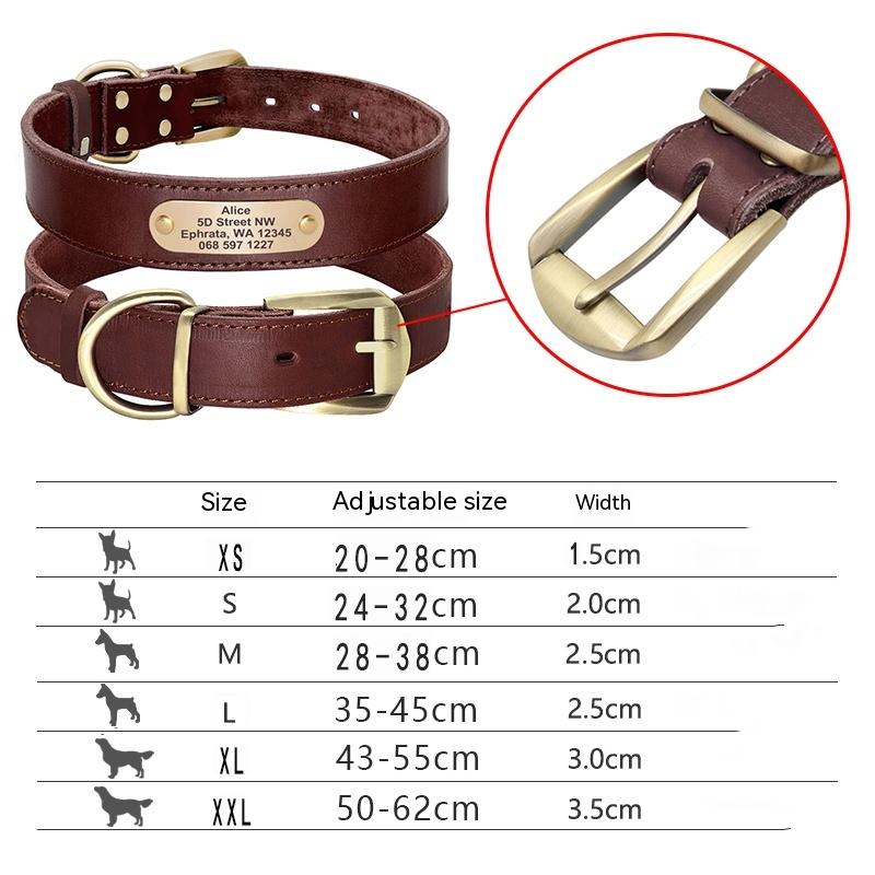 Genuine Leather Cow Leather Engraved Anti Loss Dog Collar - Premium 7 - Just $82.30! Shop now at Animal Bargain