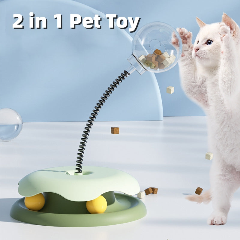Cat Leakage Food 2 In 1 Toys Turntable Ball Toys Kitten Funny Cat Training Spring Ball Cat Supplies Pet Products - Premium all pets - Just $16.34! Shop now at Animal Bargain