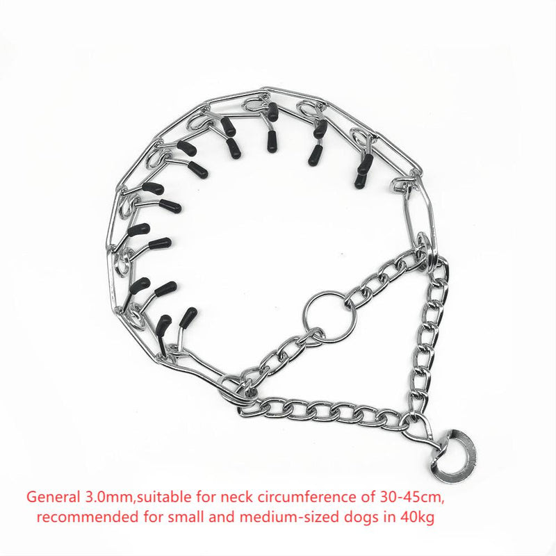 Chrome Plated  Pinch Dog Collar Proong Dogs Training Choke Chain Dog Training Necklace Rubber Tips Guardian - Premium all pets - Just $31.31! Shop now at Animal Bargain