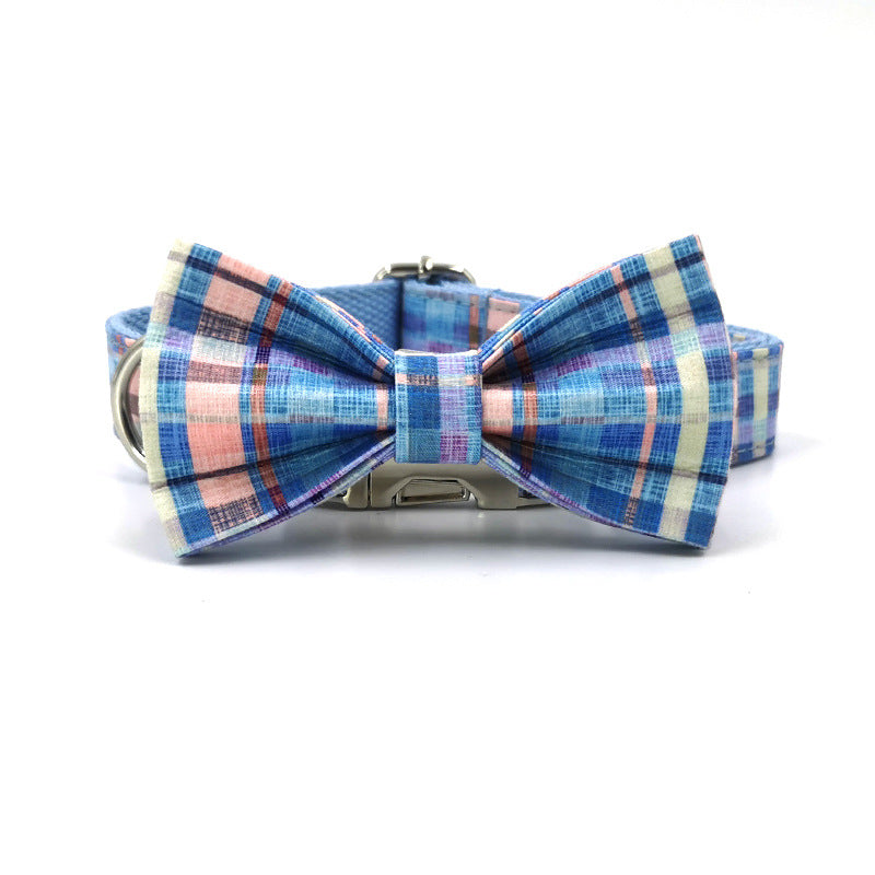 Dog Collar Pet Bow Double-layer Strong Dog Bow Cross-border Hot Product Plaid Dog Collar Print - Premium all pets - Just $32.01! Shop now at Animal Bargain