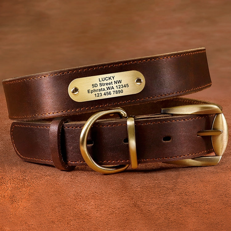 Genuine Leather Cow Leather Engraved Anti Loss Dog Collar - Premium 7 - Just $82.30! Shop now at Animal Bargain