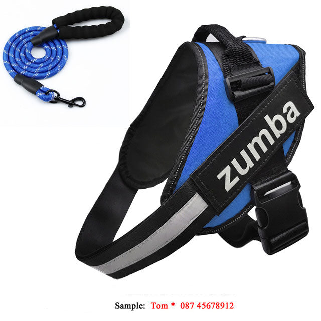 Personalized Reflective Breathable Adjustable Dog Harness and Leash Set - Premium all pets - Just $56.66! Shop now at Animal Bargain