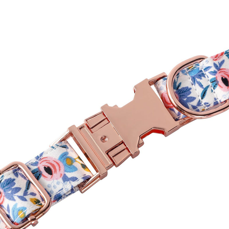 Cotton Floral Rose Gold Buckle Dog Collar - Premium all pets - Just $25.64! Shop now at Animal Bargain