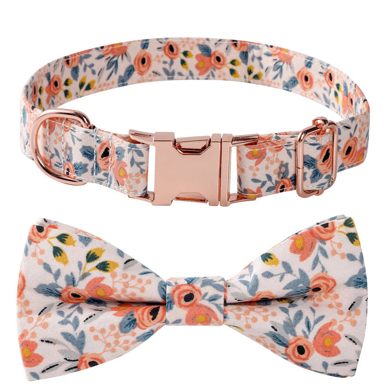 Cotton Floral Rose Gold Buckle Dog Collar - Premium all pets - Just $25.64! Shop now at Animal Bargain