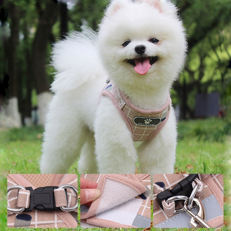 YUDODO Nylon Mesh Harness For Animals Reflective Dogs Harness Leash Set Dogs Vest Harness Leads Pet Clothes For Small Dogs - Premium all pets - Just $32.40! Shop now at Animal Bargain