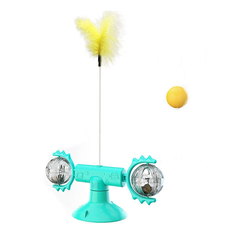 Windmill Cat Toy Feather Ball Track Interactive Teaser Wand Stick Happynip Scratching Toys Game Accessories Katten Speelgoed - Premium Pet Toys - Just $21.60! Shop now at Animal Bargain
