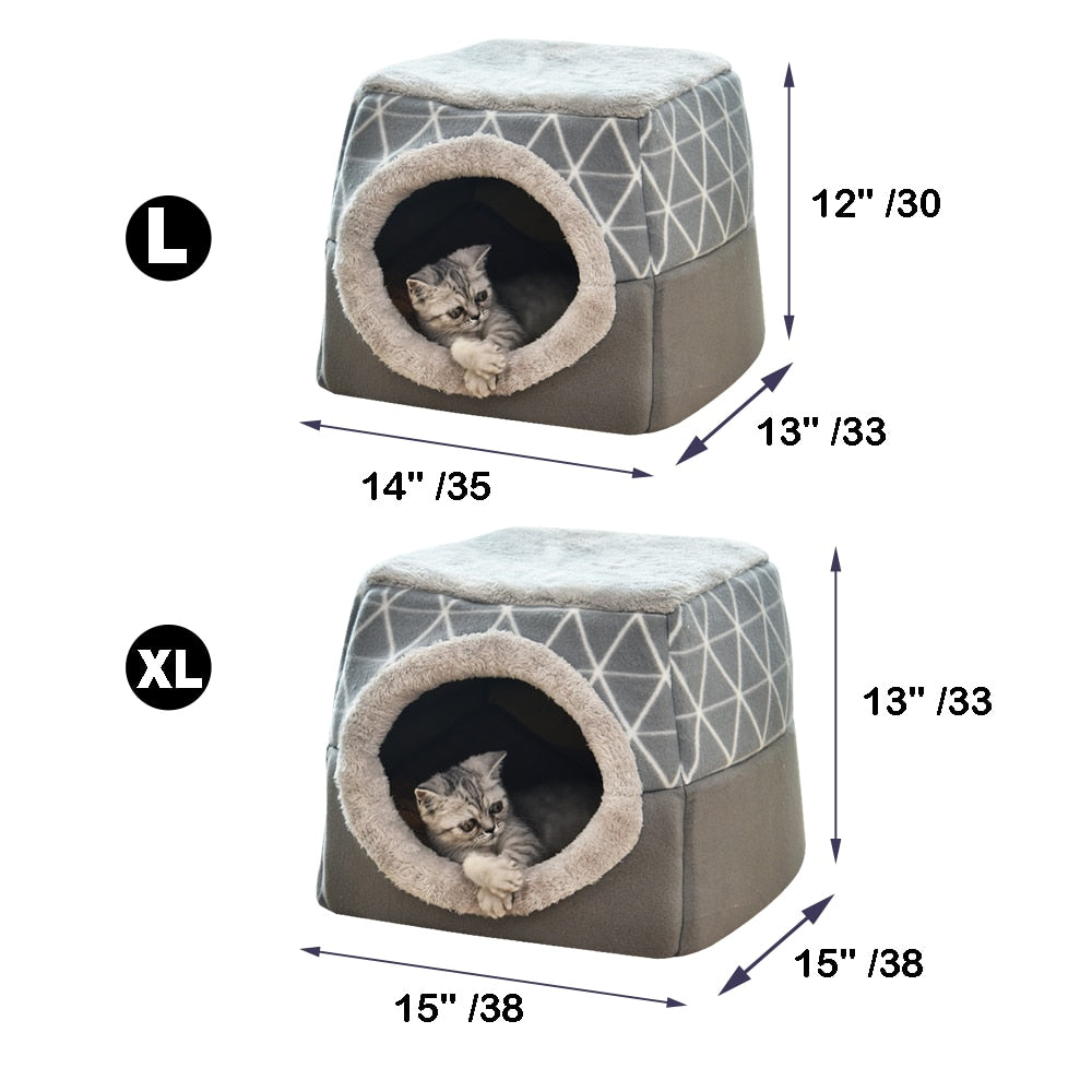 Warm Pet Dog Cat Bed Soft Nest Dual Use Cat Sleeping Bed Pad Winter Warm Pet Cozy Beds Kennel For Small Dogs Cats Puppy - Premium Beds - Just $31.05! Shop now at Animal Bargain