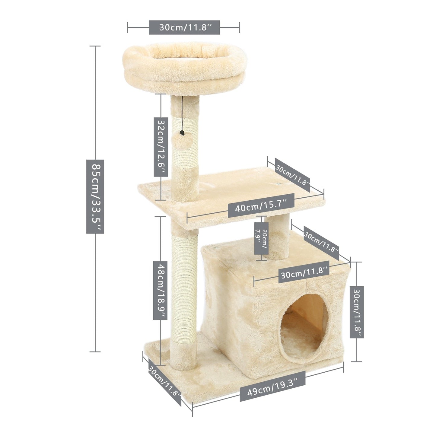 Cat Tree Tower Condo Playground Cage Kitten Multi-Level Activity Center Play House Medium Scratching Post Furniture Plush - Premium Pet Toys - Just $66.15! Shop now at Animal Bargain