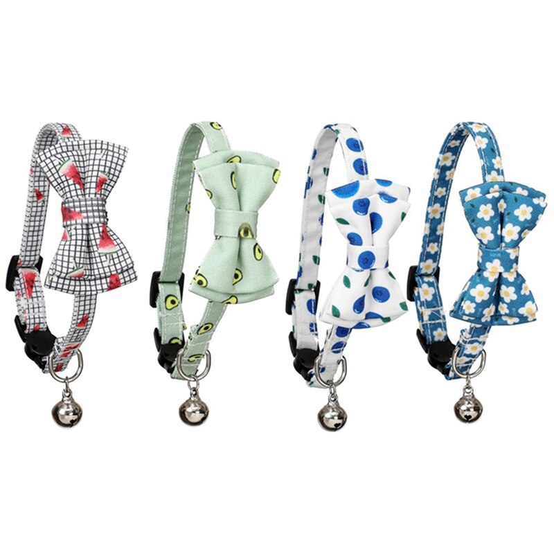Safety Elastic Bowtie With Bell Small Dog Cat Collar Safe Soft Fruit Pattern Pet Products Dog Collar pet supplies - Premium 0 - Just $25.65! Shop now at Animal Bargain
