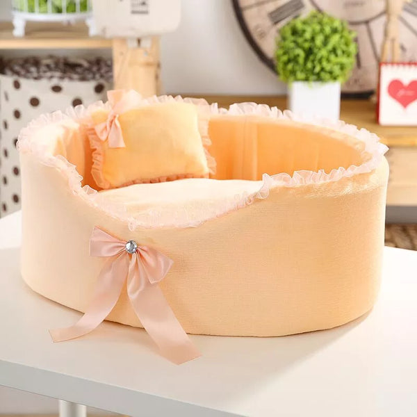 Dog Bed Cat Bed House Round Pet Bed Kennel For Small Dogs Cat Mat Nest Lace With Pillows Fashion Elegant Design S M - Premium  - Just $39.15! Shop now at Animal Bargain