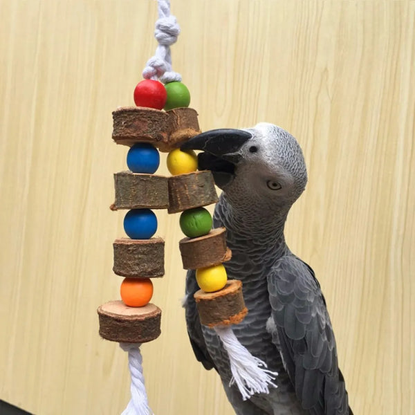 1 Piece Natural Wooden Birds Parrot Colorful Toys Chew Bite Hanging Cage Balls Ropes Garden Ornament Pet Supplies - Premium  - Just $31.05! Shop now at Animal Bargain