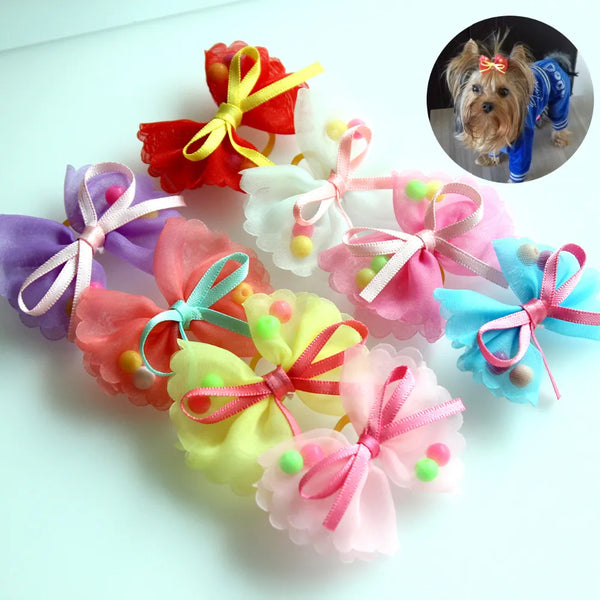 10pcs Pet hair bows Cute Chiffon dog bows Rubber bands dog hair accessories Pet grooming products Gift - Premium All Pets - Just $28.35! Shop now at Animal Bargain