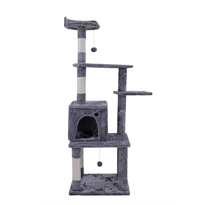Cat Tree Tower Condo Playground Cage Kitten Multi-Level Activity Center Play House Medium Scratching Post Furniture Plush - Premium Pet Toys - Just $70.20! Shop now at Animal Bargain
