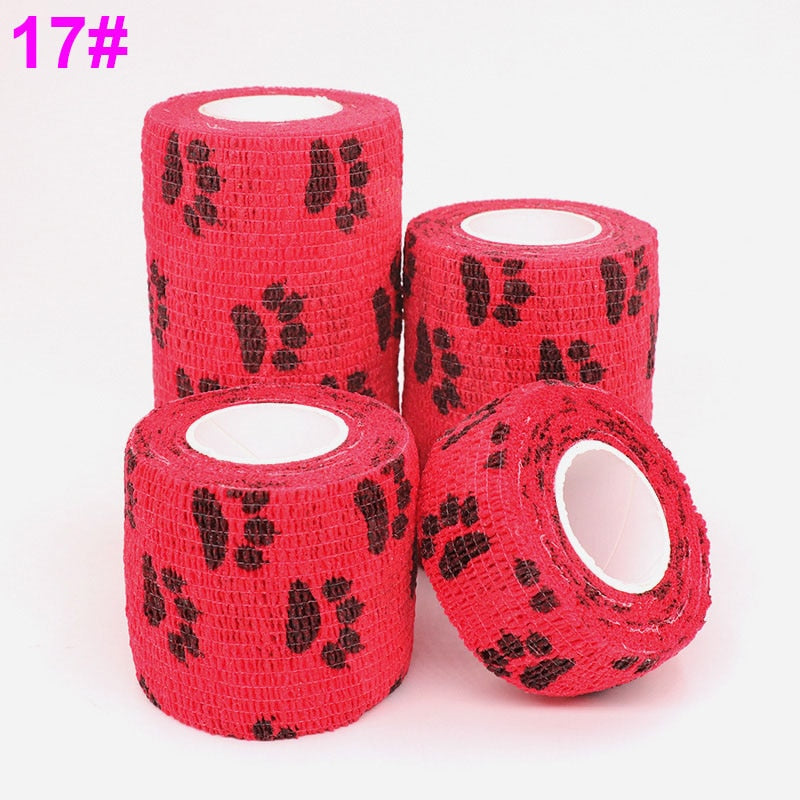 1 Pcs Printed Self Adhesive Elastic Bandage 4.8m Colorful Sports Wrap Tape for Finger Joint Knee First Aid Kit Pet Tape - Premium all pets - Just $25.65! Shop now at Animal Bargain