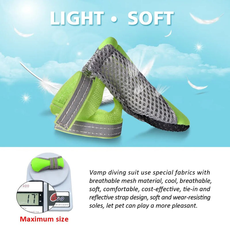 4pcs Reflective Dog Shoes No-Slip Waterproof Boots Breathable Rain Wear Paw Protector Outdoor Sock for Small Medium Dogs - Premium All Pets - Just $33.75! Shop now at Animal Bargain