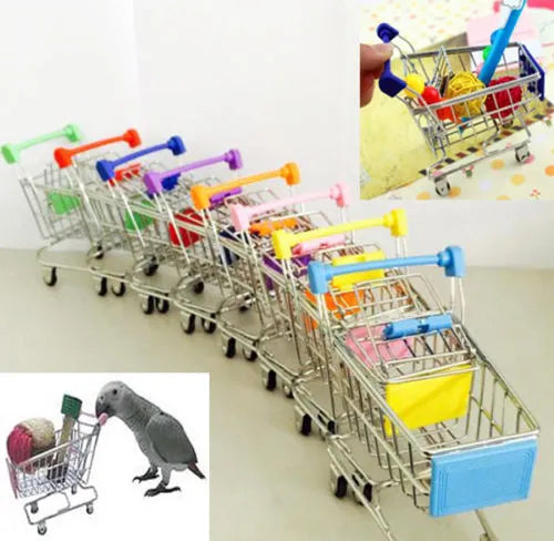 New Colorful Funny Mini Supermarket Shopping Cart Trolley Pet Bird Parrot Hamster Toy Wholesale - Premium  - Just $29.70! Shop now at Animal Bargain