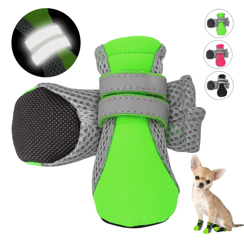 4pcs Reflective Dog Shoes No-Slip Waterproof Boots Breathable Rain Wear Paw Protector Outdoor Sock for Small Medium Dogs - Premium All Pets - Just $33.75! Shop now at Animal Bargain