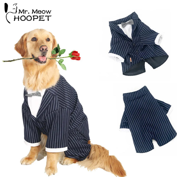 Hoopet Fashion Fake Two-Piece Set Dog Clothes Striped Jacket Pets British Clothing Attend banquet dress Coat Mascotas Apparel - Premium All Pets - Just $22.95! Shop now at Animal Bargain