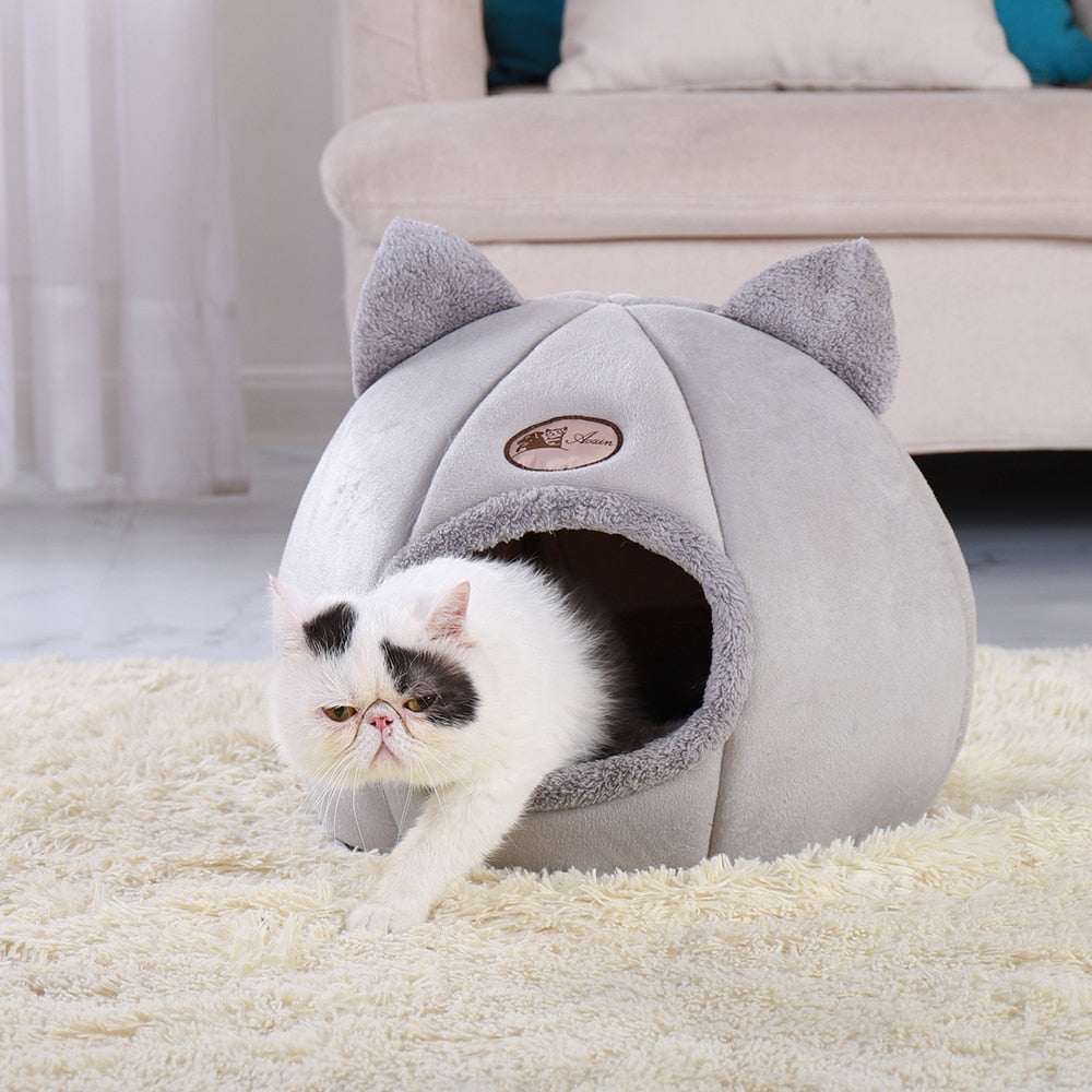 Removable Cat Bed Warm Pet Cat House Cave Winter Puppy Kitten Dog Cushion Mat Small Dogs Cats House Kennel Nest Indoor Cama Gato - Premium Beds - Just $21.60! Shop now at Animal Bargain