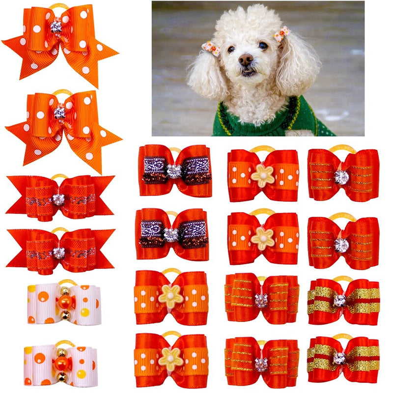 10Pcs Handmade Pet Dog Bow Diamond Pearl Pet Supplies Pet Hair bows Boutique Puppy Pet Dog Grooming Accessories for Small Dogs - Premium All Pets - Just $29.70! Shop now at Animal Bargain