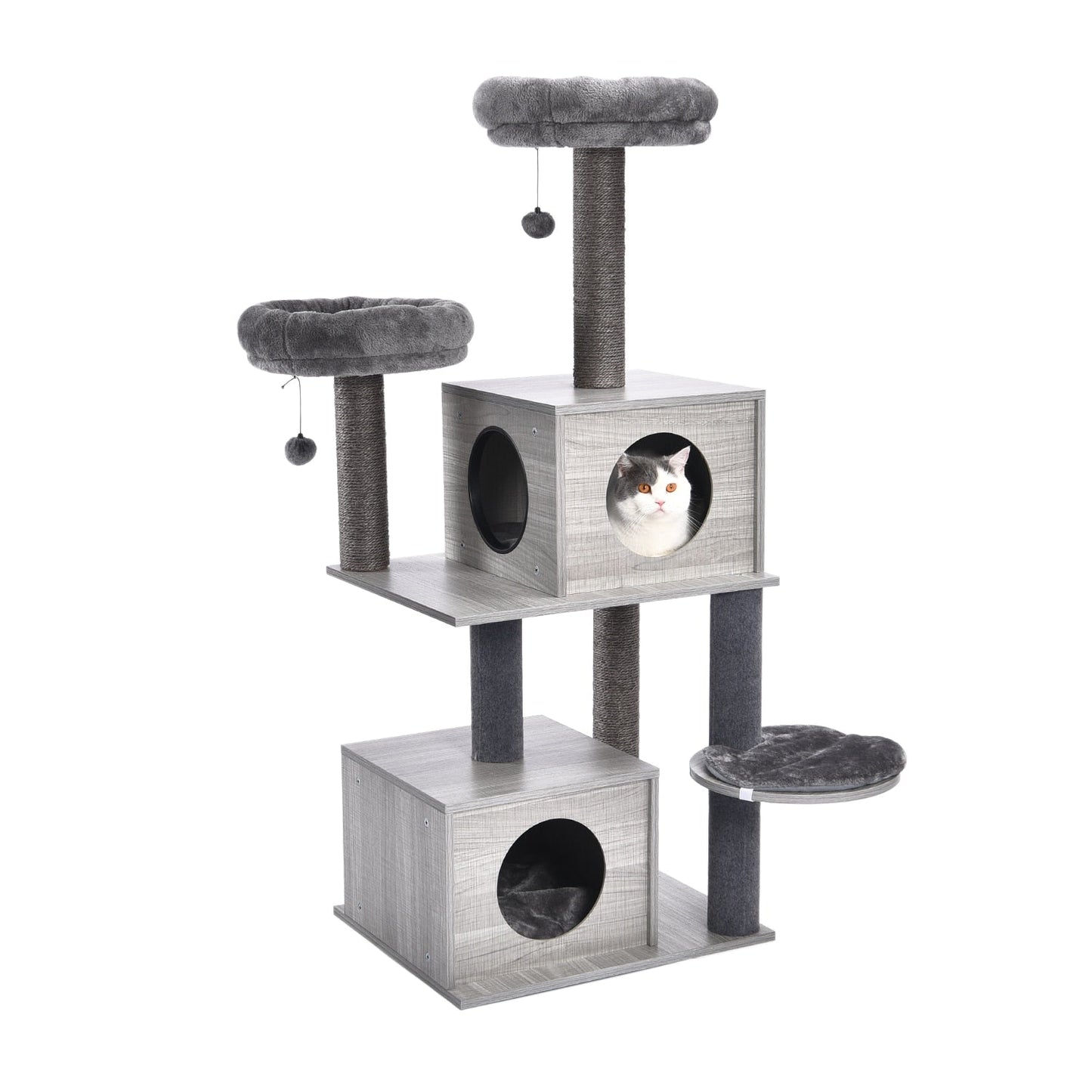 Cat Tree Tower Condo Playground Cage Kitten Multi-Level Activity Center Play House Medium Scratching Post Furniture Plush - Premium Pet Toys - Just $70.20! Shop now at Animal Bargain