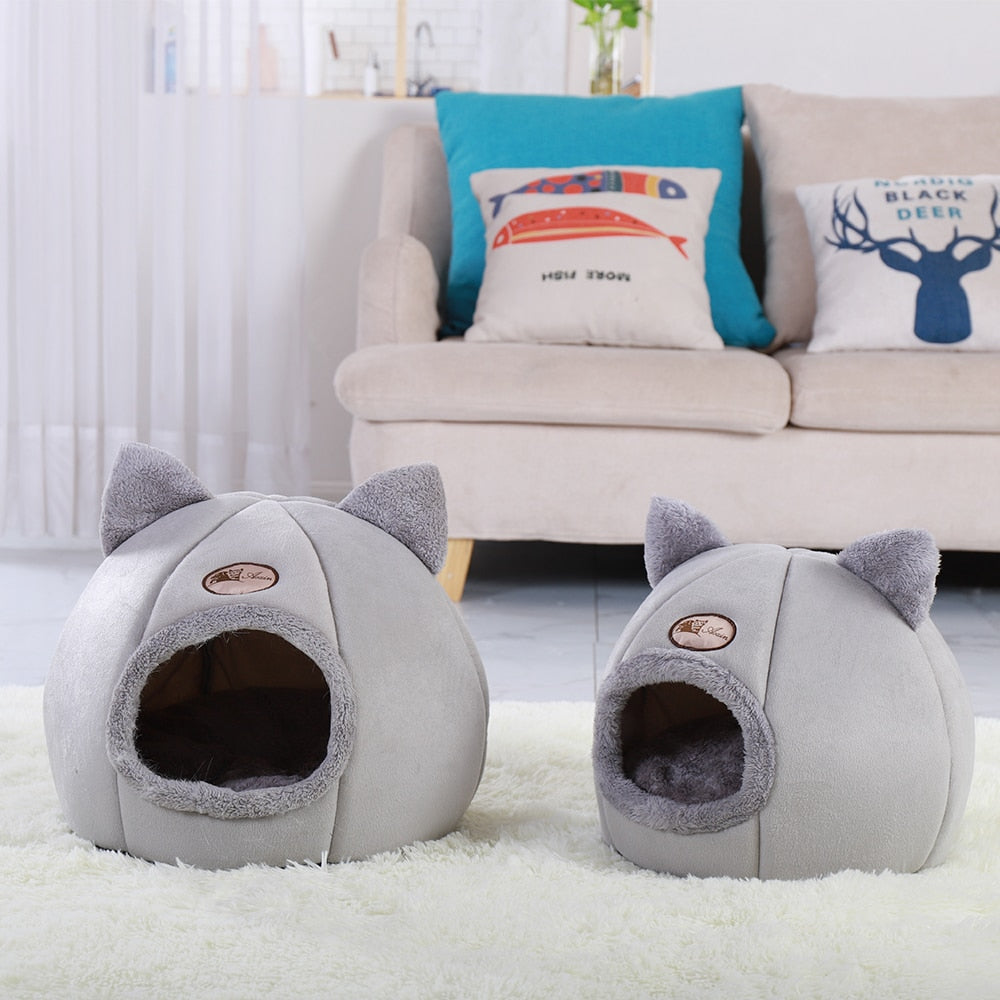 Removable Cat Bed Warm Pet Cat House Cave Winter Puppy Kitten Dog Cushion Mat Small Dogs Cats House Kennel Nest Indoor Cama Gato - Premium Beds - Just $21.60! Shop now at Animal Bargain