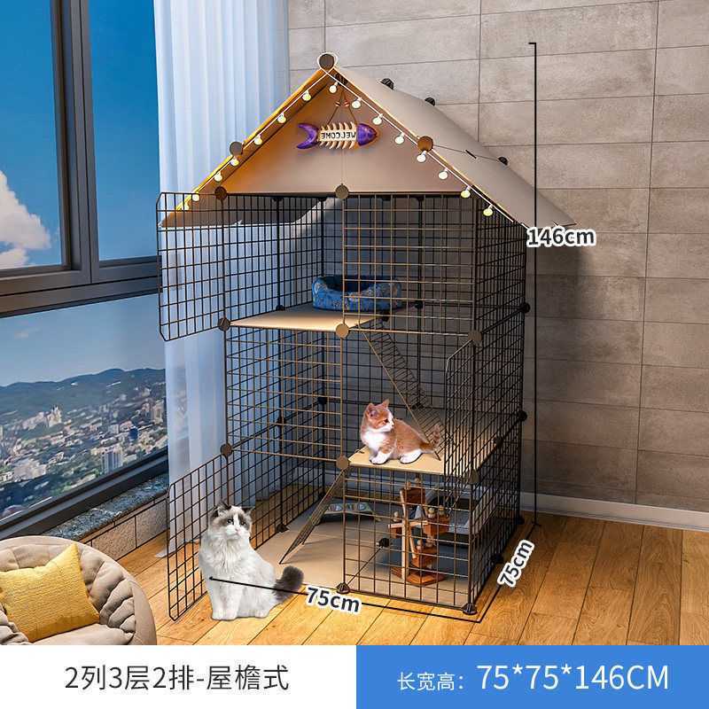 Cat Cage Cage Household Indoor Super Large Free Space Apartment Small Cat Nest Two-storey Kitten Kitten House Villa - Premium  - Just $182.25! Shop now at Animal Bargain