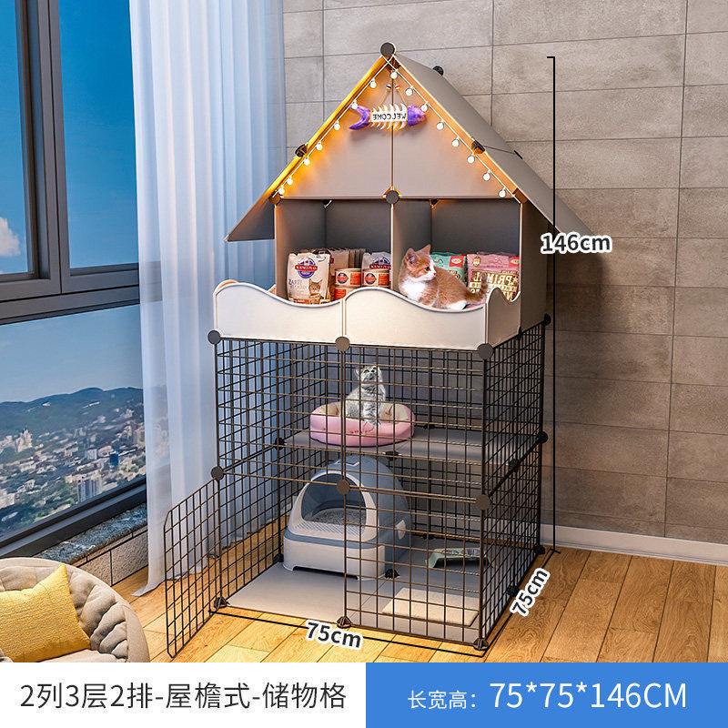 Cat Cage Cage Household Indoor Super Large Free Space Apartment Small Cat Nest Two-storey Kitten Kitten House Villa - Premium  - Just $182.25! Shop now at Animal Bargain
