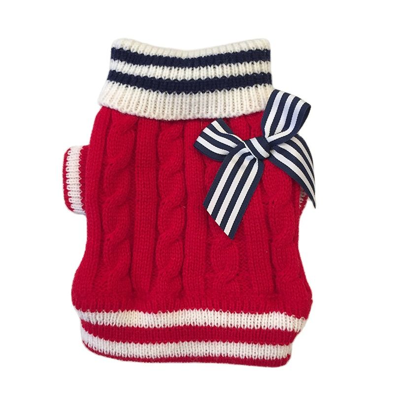 Small Dog Cat Knited Sweater Jumper with Bow Design Puppy Hoodie Winter Warm Clothes Apparel - Premium Apparel + outfits - Just $29.70! Shop now at Animal Bargain
