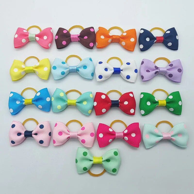 100 Pieces Ribbon Pet Hair Accessories 121 Colors Cute Dog Hair Bows Elastic Rubber Band For Dogs Pet Hair Clips Yorkshire Gift - Premium  - Just $18.90! Shop now at Animal Bargain
