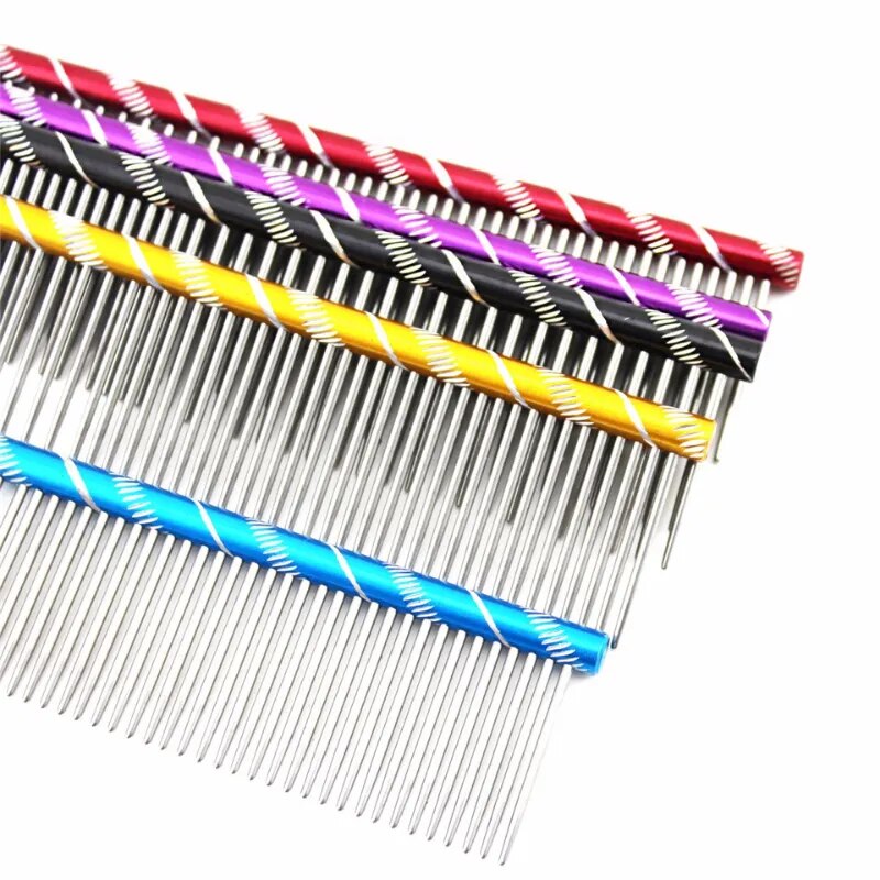10pcs 19cm/16cm Pet Dog Comb Bright Multi-Colored Stripe Grooming Comb For Shaggy Cat Dogs Barber Grooming Tool - Premium  - Just $39.15! Shop now at Animal Bargain