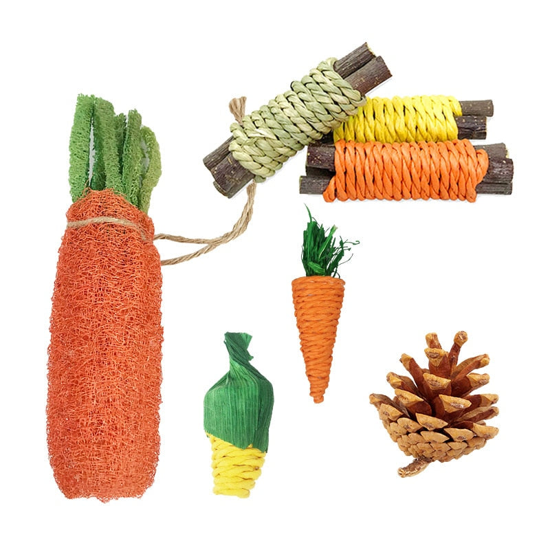 Small Animal Chew Toys Bundle For Rabbit Bunny Hamster Guinea Chinchillas Tooth Cleaning Molar Grinding Toys Pet Accessories - Premium Pet Toys - Just $33.75! Shop now at Animal Bargain