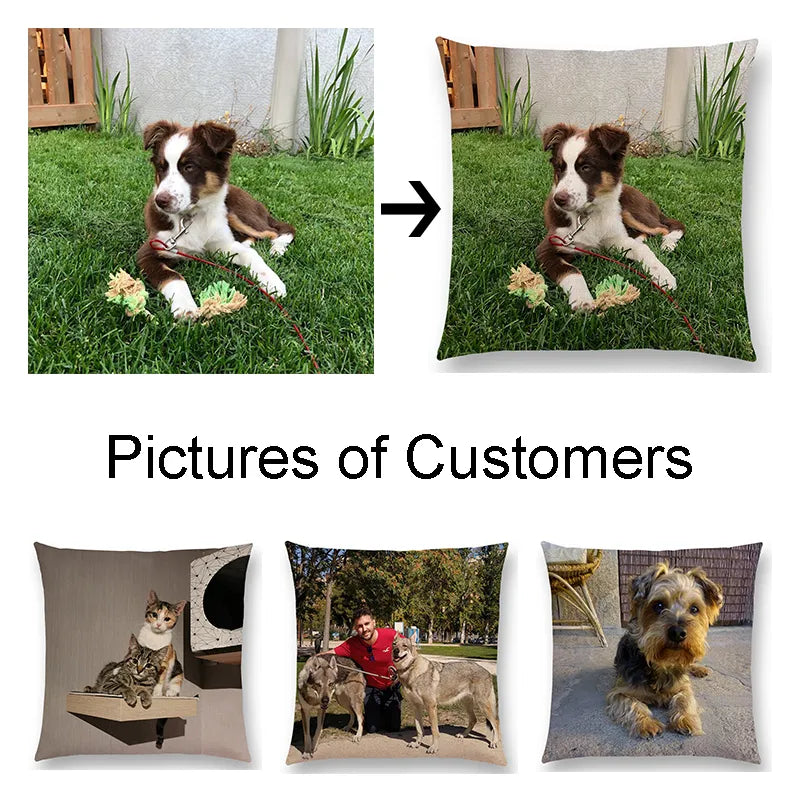 Pets Linen Custom Cushion Covers Baby Personalized Pillow Case Family Customized Pillow Cover for Sofa Brand Logo Pillowcases - Premium All Pets - Just $12.15! Shop now at Animal Bargain