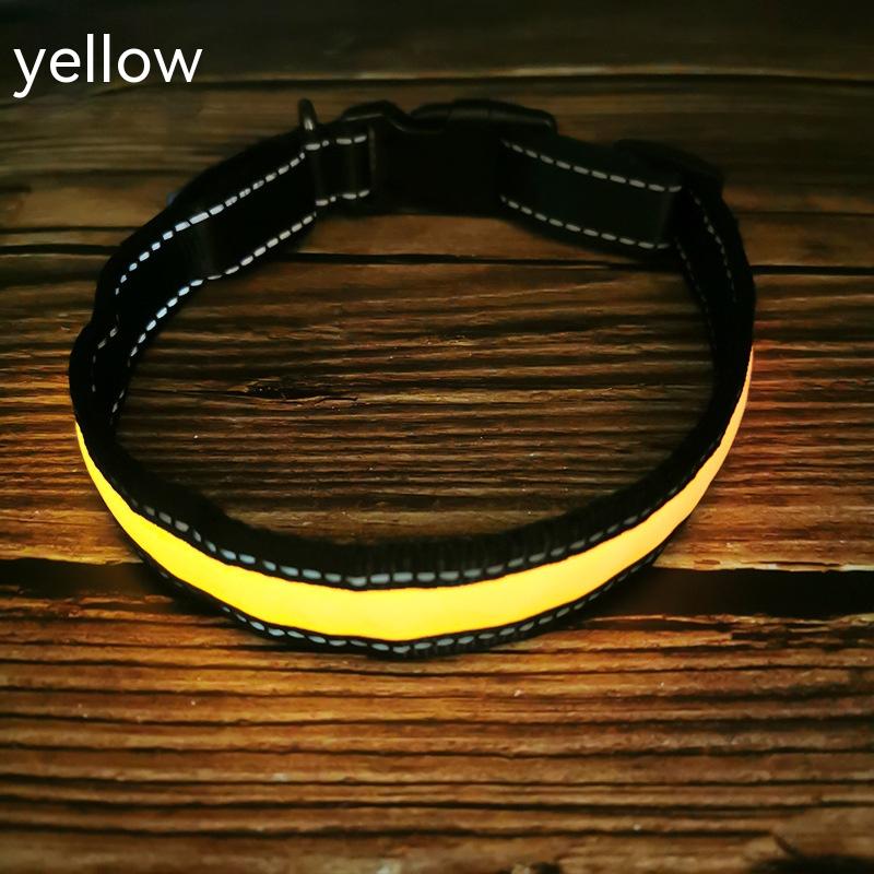 LED Luminous Dog Collar Highlight Reflective Leather Reflective Stripe Ribbon - Premium Collars + Leashes - Just $28.16! Shop now at Animal Bargain
