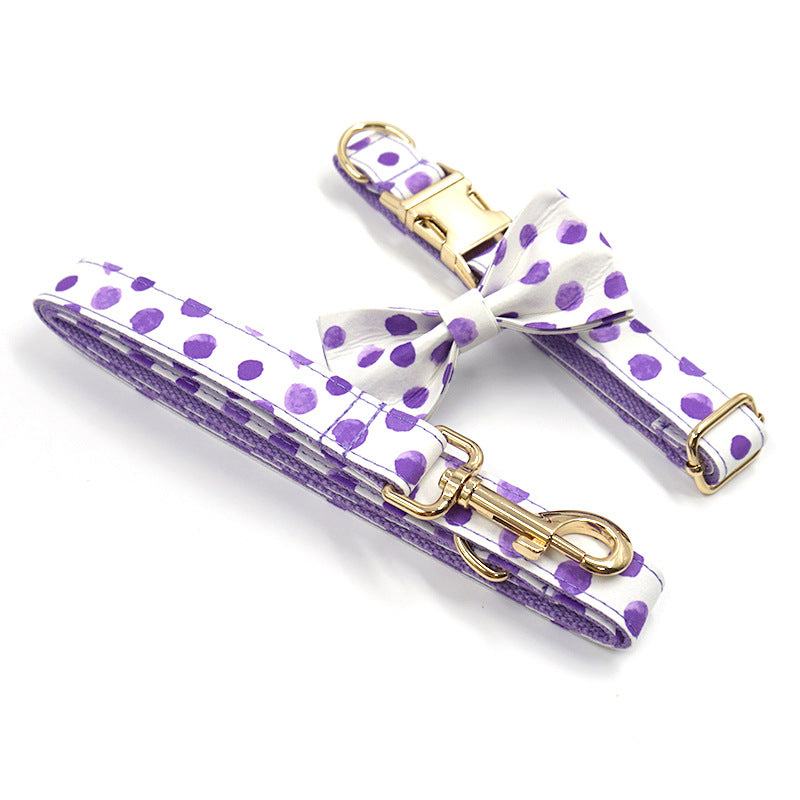 Wind Purple Polka Dot Dog Collar Leash Bow Set - Premium All Pets - Just $74.55! Shop now at Animal Bargain