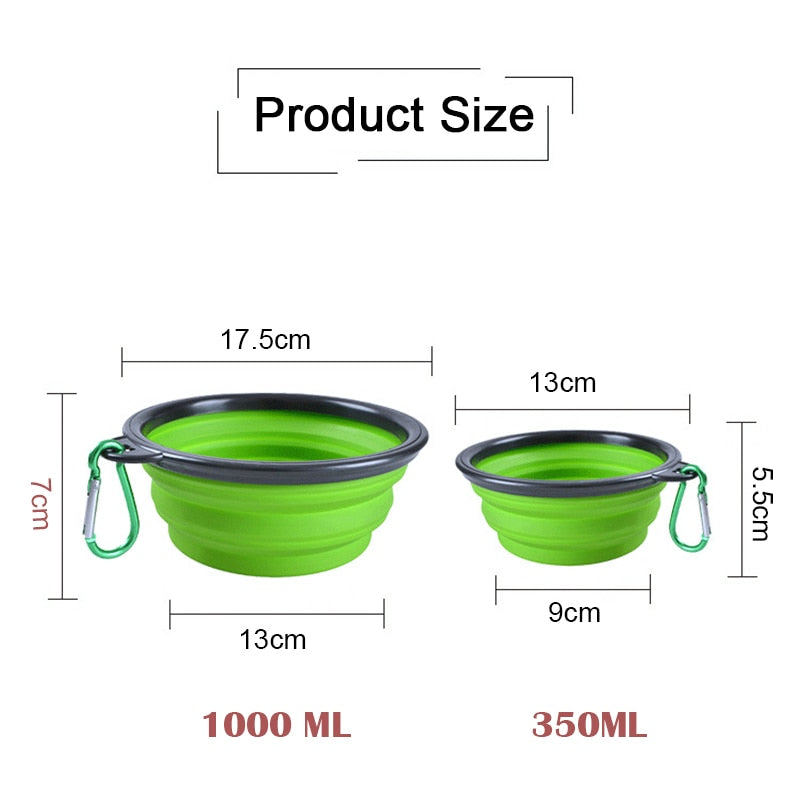 1000ML Silicone Dog Feeder Bowl With Carabiner Folding Cat Bowl Travel Dog Feeding Supplies Food Water Container Pet Accessories - Premium all pets - Just $28.35! Shop now at Animal Bargain