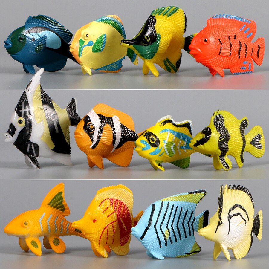 12 pcs Tropical Fish Shark Ocean Marine Animals Models Action Figures PVC Sea World Toy for Kid Educational Toys Gifts - Premium Pet Toys - Just $29.70! Shop now at Animal Bargain