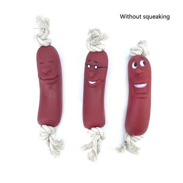 1Pcs Interactive Squeaky Pet Dog Chew Toys Teeth Cleaning Funny Brown Toy Rubber Sausage Products Toys For dog Pets accessories - Premium all pets - Just $28.35! Shop now at Animal Bargain