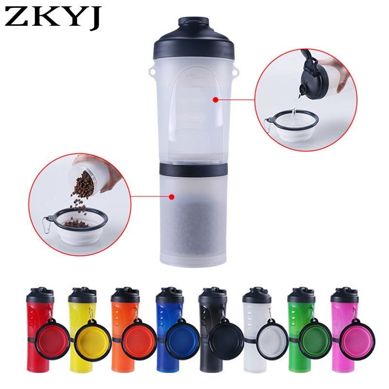 2 In 1Pet Water Bottle Dispenser Travel Portable Dog Cat Drinking Travel Folding Silicone Bowl For Dog Cat Food Water Feeder Cup - Premium all pets - Just $37.80! Shop now at Animal Bargain