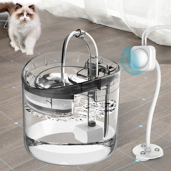 2L Intelligent Cat Water Fountain With Faucet Dog Water Dispenser Transparent Drinker Pet Drinking Filters Feeder Motion Sensor - Premium all pets - Just $45.90! Shop now at Animal Bargain