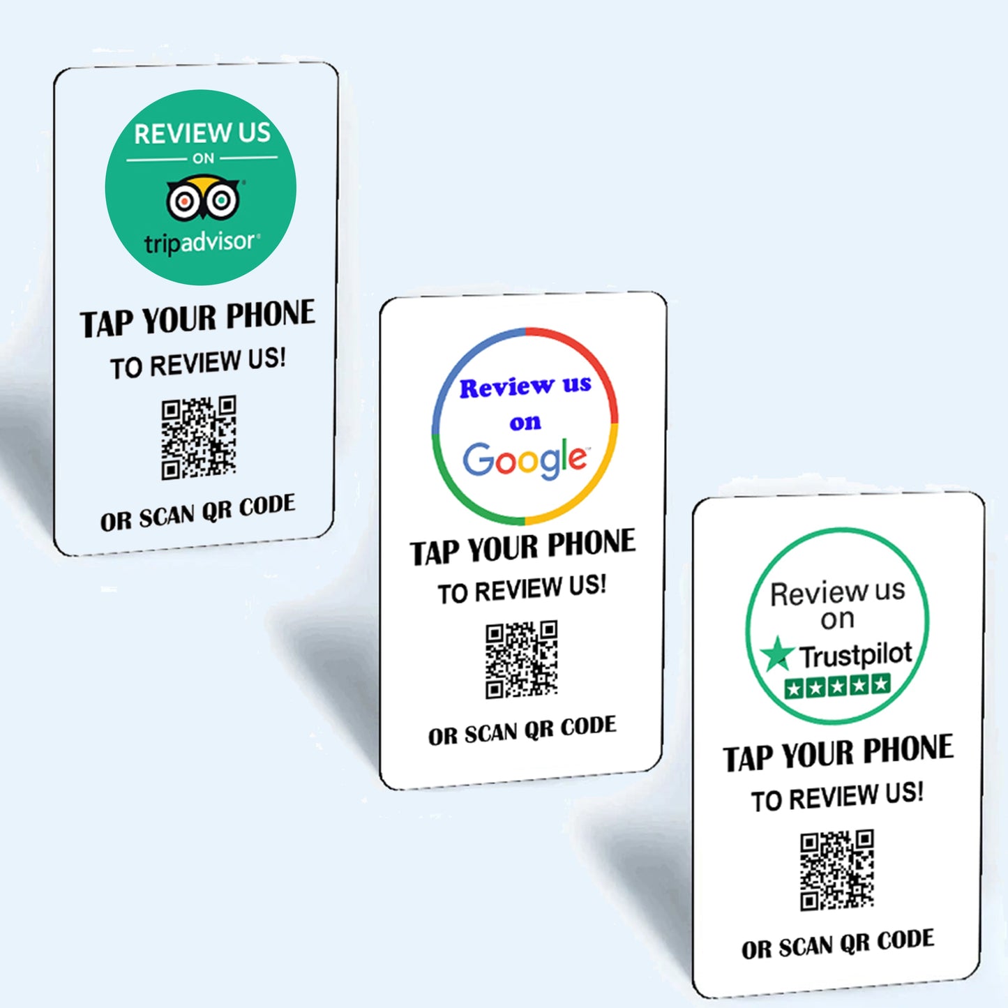 Tap and Share Contactless 'Review Us' Connect Cards ( 3 PACK ) | Review Us on Trustpilot | Review Us on TripAdvisor | Review us on Google | Smart NFC+ QR code… - Premium all pets - Just $94.10! Shop now at Animal Bargain