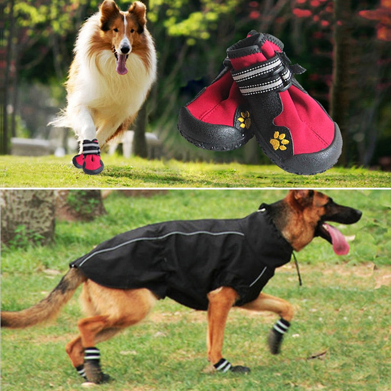 4PCS/set Sport Dog Shoes For Large Dogs Pet Outdoor Rain Boots Non Slip Puppy Running Sneakers Waterpoof Boots Pet Accessories - Premium all pets - Just $37.80! Shop now at Animal Bargain