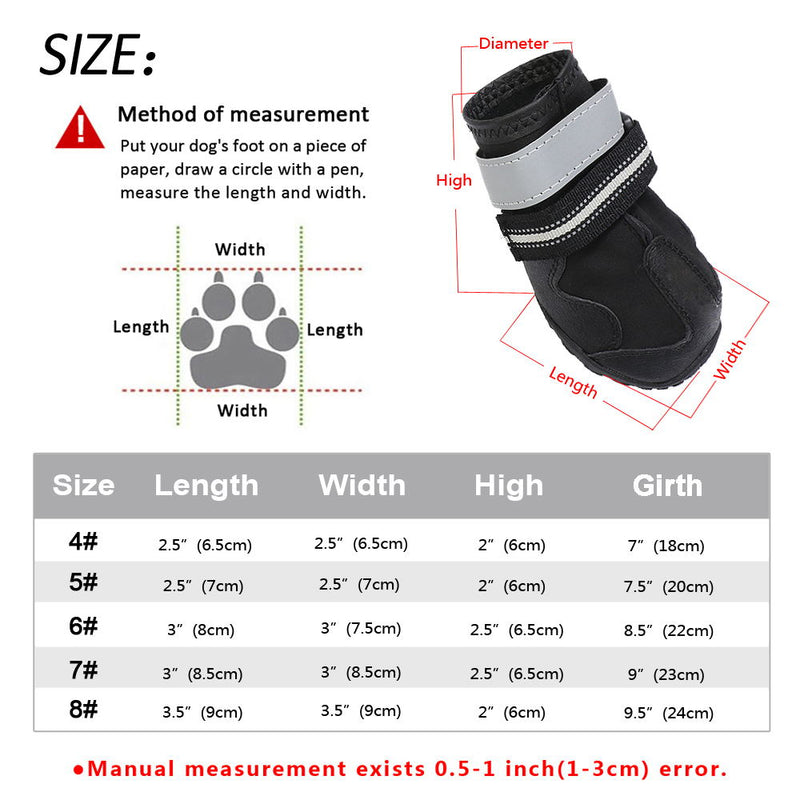 4pcs/set Pet Dog Shoes Reflective Waterproof Dog Boots Warm Snow Rain Pets Booties Anti-slip Socks Footwear For Medium Large Dog - Premium all pets - Just $21.60! Shop now at Animal Bargain
