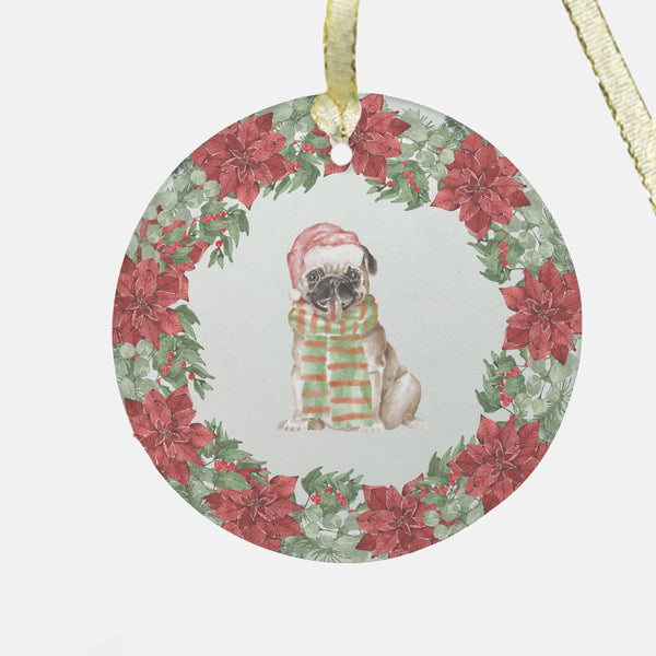 Christmas Fawn Pug Glass Ornament - Premium  - Just $32.75! Shop now at Animal Bargain