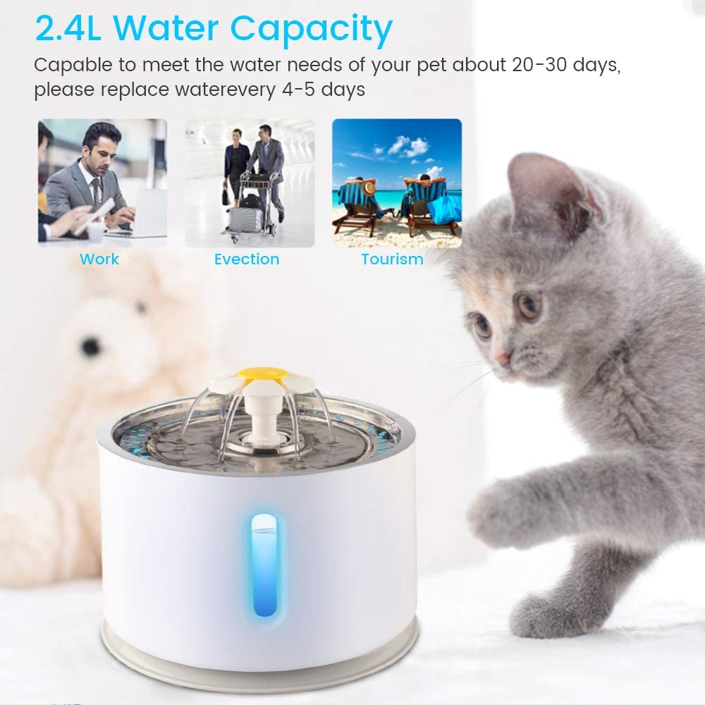 Automatic Cat Fountain Pet Drinking Water Dispenser 2.4L Electric LED Dog Pet Drinking Fountain Drinking Bowl Feeder Filter - Premium all pets - Just $37.80! Shop now at Animal Bargain
