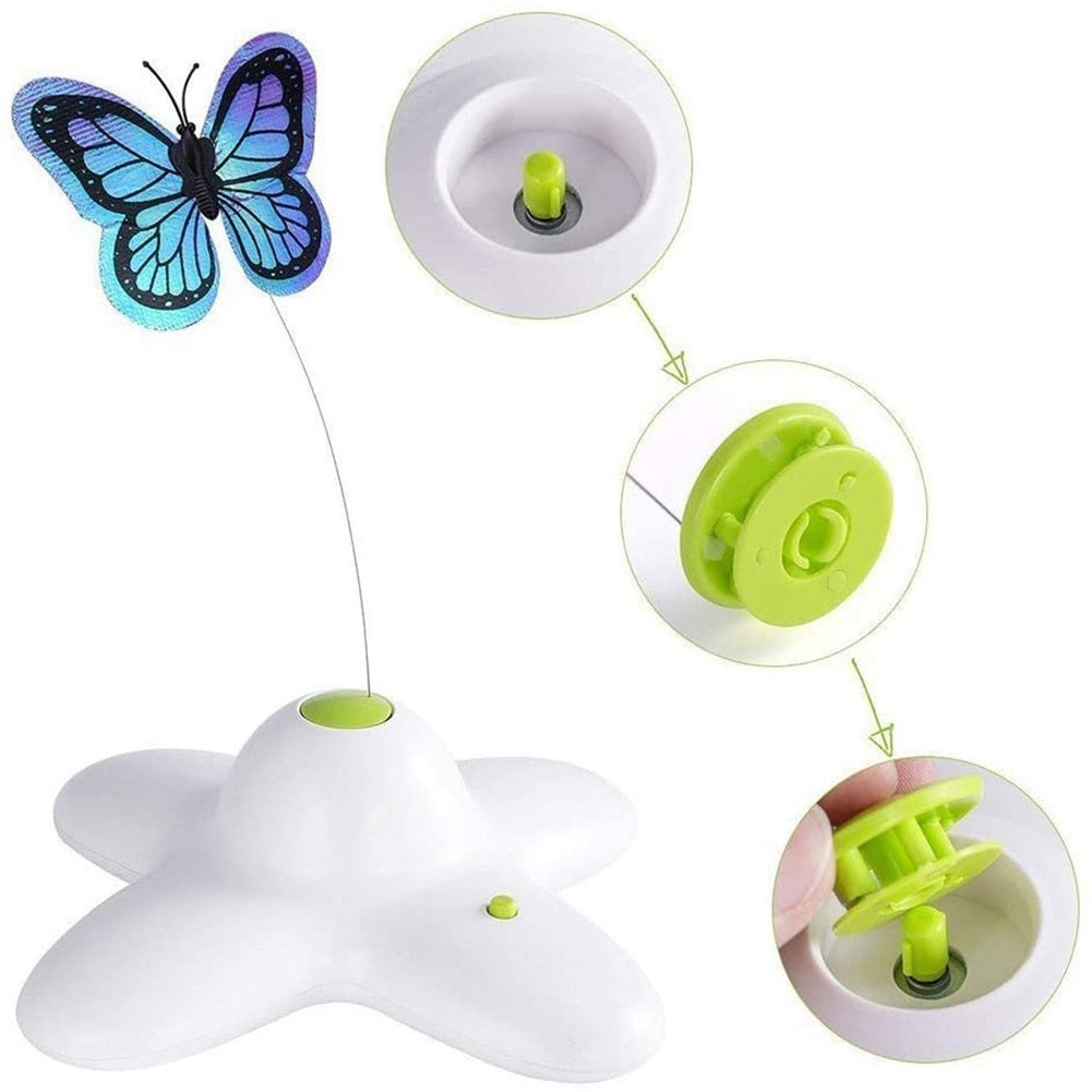 Automatic Cat Toy 360 Degree Rotating Motion Activated Butterfly Funny Toys Pet Cats Interactive Flutter Bug Puppy Flashing Toy - Premium Pet Toys - Just $21.32! Shop now at Animal Bargain