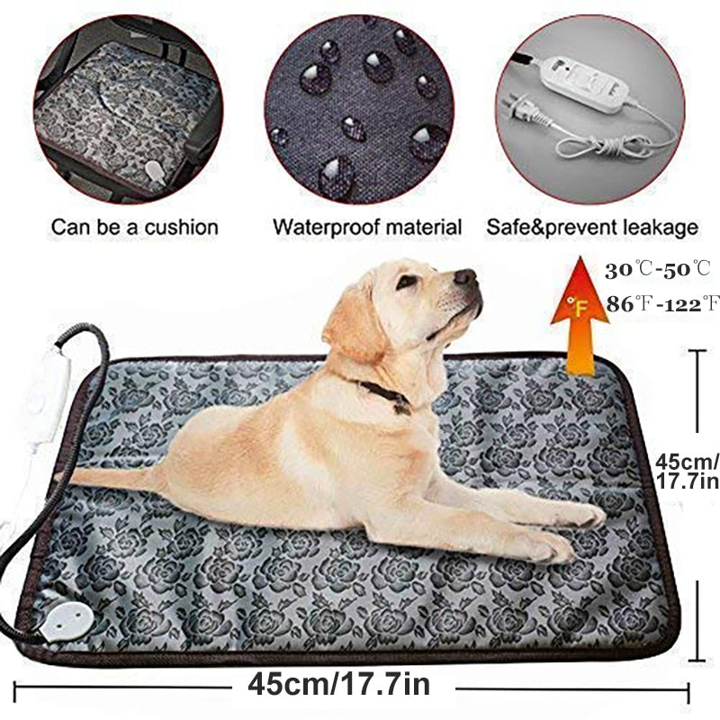 Benepaw Adjustable Heating Pad For Dog Cat Puppy Power-off Protection Pet Electric Warm Mat Bed Waterproof Bite-resistant Wire - Premium all pets - Just $32.40! Shop now at Animal Bargain