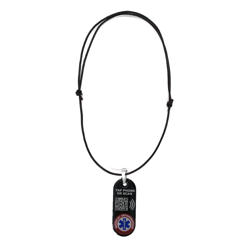 Black Smart NFC Emergency Medical Information Necklace With Passive Tracking - Premium all pets - Just $94.10! Shop now at Animal Bargain