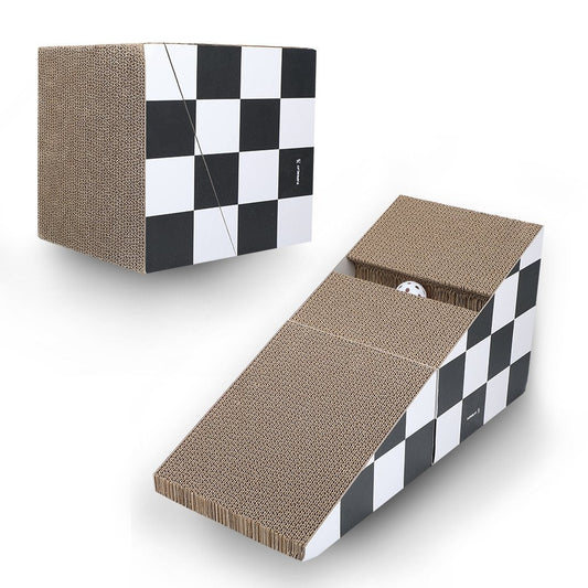 Cat Scratching Board with Ball, Triangle Cat Scratching Cardboard, Multiple Scratching Angles, 2-in-1 Scratching Lounge Bed, Recyclable and Durable, Furniture Protector, Black and White - Premium Beds - Just $91.76! Shop now at Animal Bargain