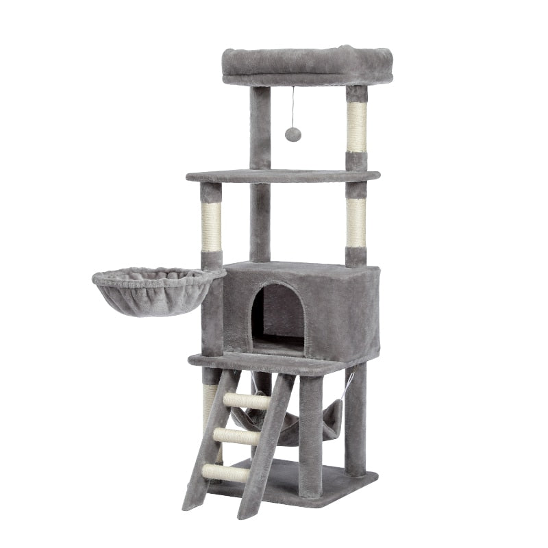 Cat Tree Multi-Level Tower with Scratching Posts Cat Condo Sisal Posts Hammock Activity Jumping Platform with Ball Grey - Premium Pet Toys - Just $62.37! Shop now at Animal Bargain